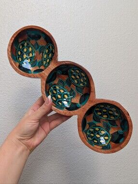 3 Section Wood Turtle Bowl